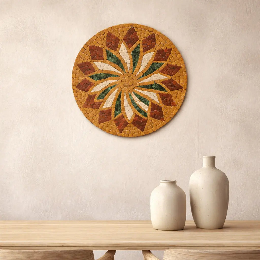 Luxury Floral Stone Mosaic Wall Art